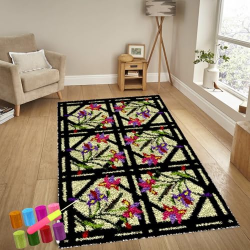 Knüpfteppich Zum Selber Knüpfen-Sets Groß Latch Hook Rug, Handarbeit Selbst Knüpfen Set, Vorgedrucktes Muster Leinwand Teppich Stickerei Handwerk Für Erwachsene Handarbeiten Diy Teppich 80 x 115 cm von YosetomhLvey
