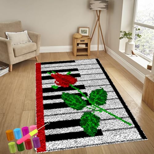 Knüpfteppich zum Selber Knüpfen 38 x 52 cm Knüpfhaken-sets für Anfänger, Knüpfen Set, DIY Knüpfsets Kreuzstich Teppich Set, Tapisserie Teppich Knüpf-sets, Knüpfen Set Erwachsene Teppich, Knüpf-Sets von YosetomhLvey