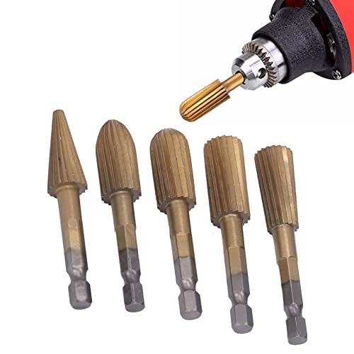 5pcs Rotationsdatei Burr Schleifbit Set Hochgeschwindigkeits -Stahl -Hex -Shank -Werkzeugkit Zum Feinen Schnitzen von Harz Plastikporzellan Weichmetallstein mit Universal Shank von Yosoo Health Gear