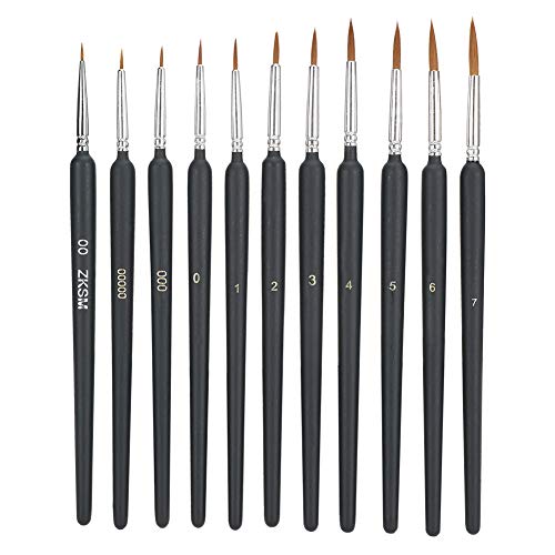Aquarellpinsel, 11-teiliges Acrylpinsel-Set, Wieselhaar-Schreibpinsel, Runder Pinsel mit Feinen Details für Künstler, Kinder, Bastler von Yosoo Health Gear