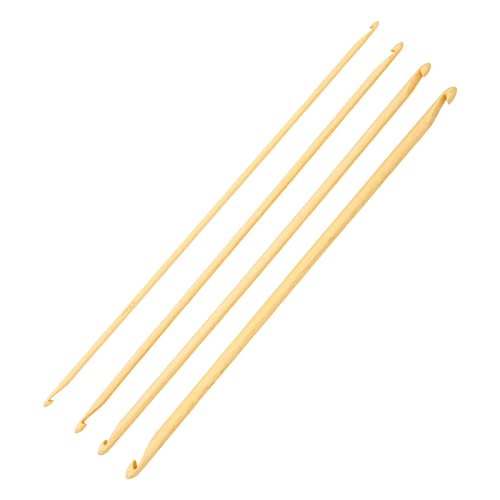 Doppelendige Tunesische Häkelnadeln, 4 Stück, Tunesische Häkelnadeln, 23,9 Cm Lang, Verschiedene Größen, Tunesische Häkelnadeln aus Bambus, Stricknadeln Zum Stricken und Nähen von Yosoo Health Gear