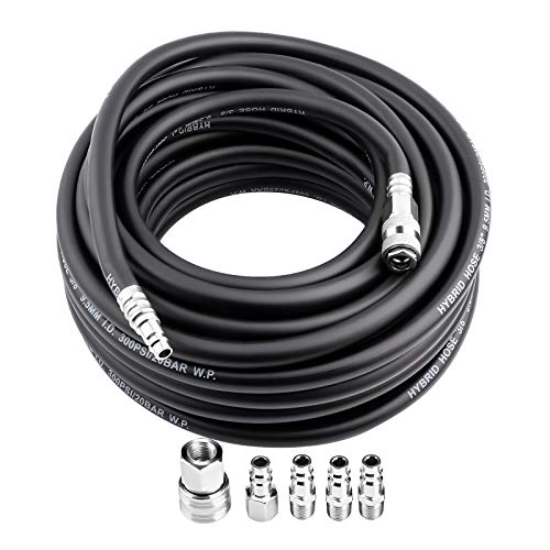 Druckluftschlauch 15m, Druckluftschlauch Gummi, Luftschlauch Kompressor Schwarz, 900 PSI Druckluftschlauch, Luftkompressor Kit mit 5 Teiligem Kompressor Zubehör kit Werkzeug Druckluftschlauch 15m, Druckluftschlauch Gummi, Luftschlauch Kompressor Schwarz, 900 PSI Druckluftschlauch, Luftkompressor Kit mit 5 Teiligem Kompressor Zubehör kit Werkzeug von Yosoo Health Gear