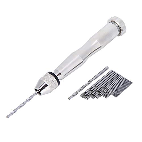 Handbohrer Modellbau, Handbohrer Ohne Strom, Handbohrer Holz, Silber 0,3 mm-3,6 mm Spiralbohrer mit 25 Pcs HHS Bohrern für Die Kunsthandwerkskunst Hängender Schmuck Oder Souvenirherstellung Handbohrer Modellbau, Handbohrer Ohne Strom, Handbohrer Holz, Silber 0,3 mm-3,6 mm Spiralbohrer mit 25 Pcs HHS Bohrern für Die Kunsthandwerkskunst Hängender Schmuck Oder Souvenirherstellung von Yosoo Health Gear