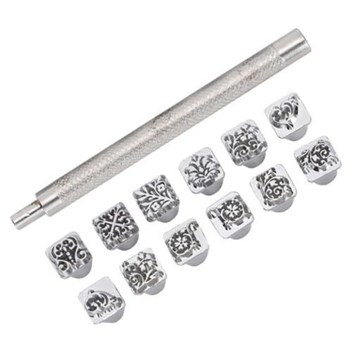 Leder Stempel 12 Stück Blumen Design Stempel Stanz Werkzeug, Tang-Dynastie Blume Leder Stempel, DIY Blumenmuster Leder Handwerk Briefmarken mit Griff, DIY Leder Handwerk Druck von Yosoo Health Gear