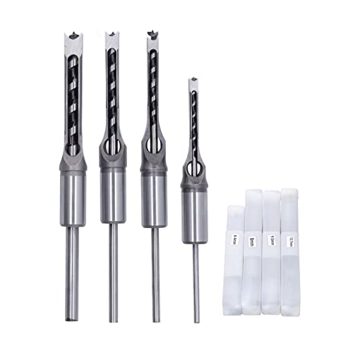 Quadratbohrbits, 4 Set Hochgeschwindigkeitsstahl Holzverarbeitungsbohrer 1/4in 5/16in 3/8in 1/2 Zoll Countersink Bit Loch Säge Morte von Yosoo Health Gear