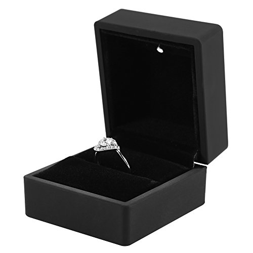 Schmuck-Geschenkbox mit LED-Licht, Schmuckvitrine für Halskette, Armband, Ringe, Anhänger, Schmuck-Aufbewahrungsbox für Hochzeitsantrag, Verlobung, Valentinstag, Schwarz(Ringschachtel) von Yosoo Health Gear