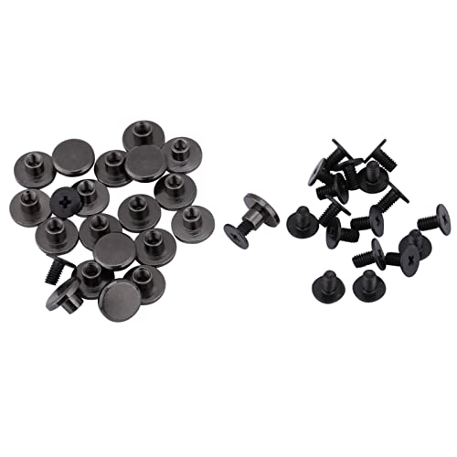 Schraubennieten, 20 Sätze Nietentaschenschrauben, Buchschrauben mit Flachem Kopf aus Messing, Schwarz Metallbolzen für Gürtelflach, Ledernieten Kit 5mm 8mm Optional für Grifftaschen(5mm) von Yosoo Health Gear