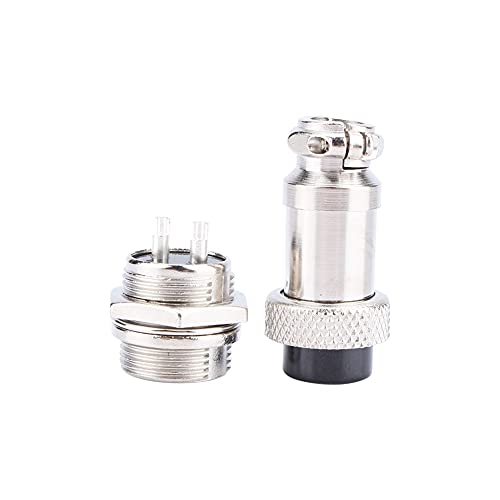 Aviation Stecksockel, Luftfahrt Steckverbinder Set, GX16-Metallbuchsensteckverbinder, 1 Satz GX16 2 Poliger Schraubtyp, Elektrischer Luftfahrt Steckdosensteckverbinder Neu von Yosoo Health Gear