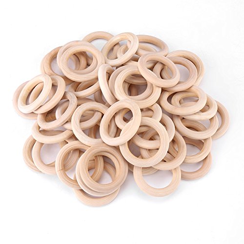 Yosoo Health Gear Holzring 50mm Naturholzringe, 50 Stück Holzringe Makramee, Unvollendete Holzkreise zum Basteln DIY Schmuck Machen, Wooden Ring, Holzringe 50 St. 50mm von Yosoo Health Gear