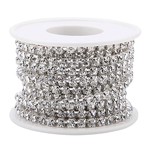 Yosoo Health Gear Kristall-Strass-Kette Zum Selbermachen, Modische, Geschlossene Cup-Kette, Bekleidung, Dekor-Zubehör, Große SS18-Strass-Kettenrolle Zum Aufnähen von Borten, Basteln von Schmuck, von Yosoo Health Gear