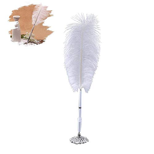 Yosoo Federkiel weiß Strauß Feder Hochzeit Gast Unterzeichnung Pen mit Gold/Silber Metall Boden silber Yosoo Federkiel weiß Strauß Feder Hochzeit Gast Unterzeichnung Pen mit Gold/Silber Metall Boden silber von Yosoo