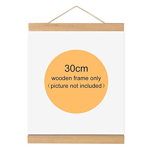 Magnetischer Bilderrahmen Holz Natur Holz Rahmen Bild Poster Artwork auf Leinwand Aufhänger für Home Dekoration Wand Weiß Holz, 30 cm von Yosoo