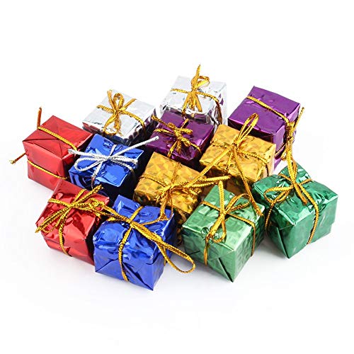 Miniatur Geschenk Kästen sortierte nette glänzende Folie bunte quadratische kleine Kästen für Weihnachtsbaum Dekoration (12) von Yosoo