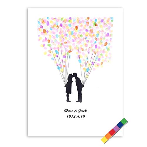 Yosoo 4 Arten Fingerabdruck Baum Hochzeits Gästebuch Hochzeits Gästebuch Plakat mit 6 Farben Tinte (Farbe : TYPE4#) von Yosoo