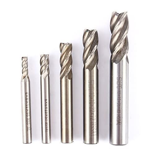 Yosoo 5Stk HSS CNC Drehmaschine geraden Schaft 4 Flöte End Mill Fräser Drill Bit erzeugen 4/6/8/10/12 mm von Yosoo