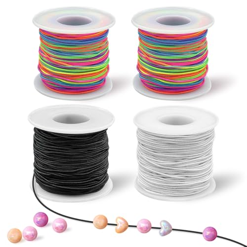 Gummiband für Armbänder, 1 mm, 4 Rollen - Elastisches Band für Armbänder, Elastische Schnur für die Herstellung von Armbändern, Halsketten, Perlen und Bastelarbeiten Gummiband für Armbänder, 1 mm, 4 Rollen - Elastisches Band für Armbänder, Elastische Schnur für die Herstellung von Armbändern, Halsketten, Perlen und Bastelarbeiten von Yostony