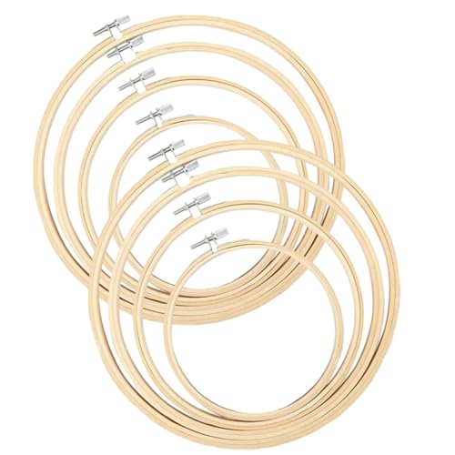 Yosugar 8 Stück Runder Stickrahmen Set aus Bambus, 10cm,13cm,17cm und 20cm,Gratfrei & Verstellbar​​ Embroidery Hoop​​ für Kreuzstich und Handstickerei von Yosugar