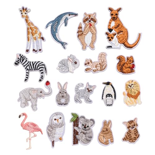 Yosugar Patches zum Aufbügeln Set, Bügelbilder Aufnäher, Sewing Applique Bügelflicken für T-Shirt Jeans Kleidung Taschen (18 Stk Tiere) von Yosugar