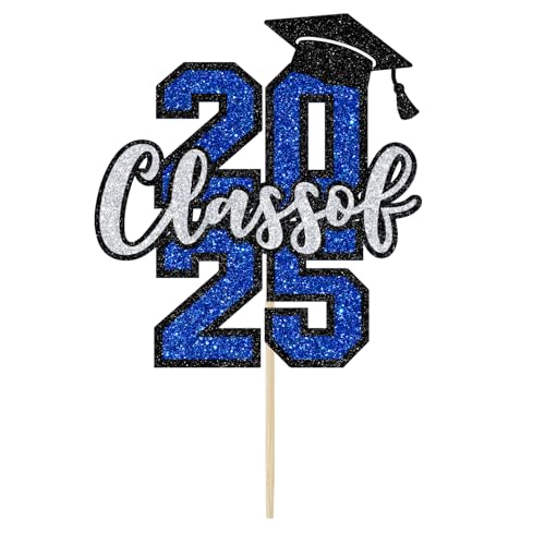 Class of 2024 Cake Topper, Congratulations Decor, Congrats Grade Dekorationen, 2024 Graduation Party Decorations Supplies (Blue Silver Glitter) von Yotawebery