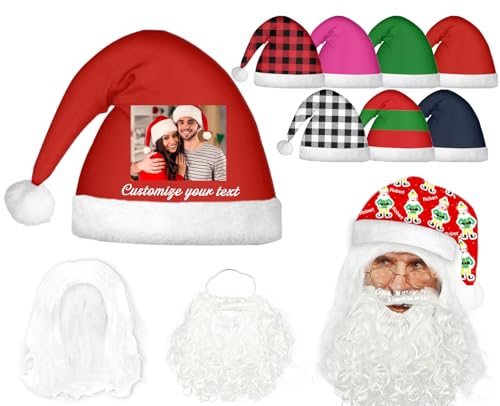 YouBaiVS Personalisierte Weihnachtsmütze, Weihnachtsmannmützen mit Namen, Foto, individuelle Weihnachtsmütze, Urlaubsmütze für Erwachsene/Kinder, selbst gestalten YouBaiVS Personalisierte Weihnachtsmütze, Weihnachtsmannmützen mit Namen, Foto, individuelle Weihnachtsmütze, Urlaubsmütze für Erwachsene/Kinder, selbst gestalten von YouBaiVS