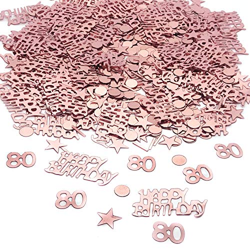 TFYU Tischkonfetti "Happy Birthday", glitzernde Sterne, Folie, metallische Pailletten und besondere Anlässe, Tischstreuung – 700 Stück (Roségold) (80 Jahre alt) von YouU