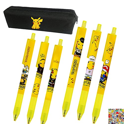 YouU Anime Print Muster Federtasche Kawaii Japanischer Kugelschreiber Anime-Stift Schwarze Tinte 0.5mm Gel Pen Bürobedarf für Erwachsene Studenten Bürobedarf 17 Stück von YouU