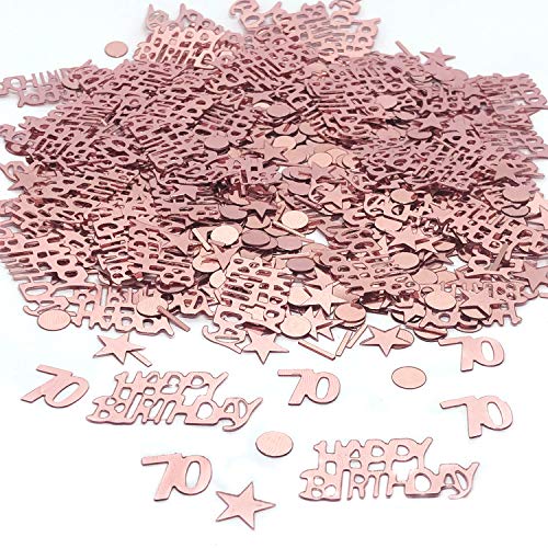 YouU Tischkonfetti Happy Birthday Text Deko Konfetti Geburtstag Party Geburtstagsdeko Gold Tisch deko Ballons Sterne Happy Birthday mit Punkten Tischdeko 35g / 700 Stück Roségold (Nummer 70) von YouU