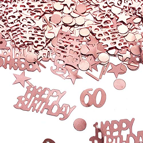 YouU Tischkonfetti Happy Birthday Text Deko Konfetti Geburtstag Party Geburtstagsdeko Gold Tisch deko Ballons Sterne Happy Birthday mit Punkten Tischdeko 35g / 700 Stück Roségold (Nummer 60) von YouU