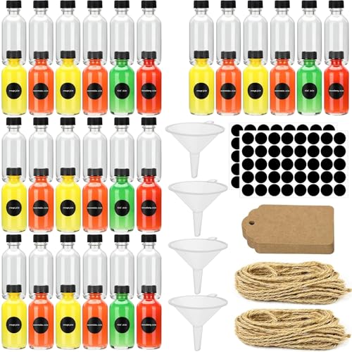 YouXiaor 60 Stück Mini Fläschchen Likörflaschen,30ml Kleine Flaschen zum Befüllen Shot Flaschen zum Befüllen mit Trichter Wiederverwendbar Schnapsflaschen zum Befüllen für Whisky Hochzeiten party von YouXiaor