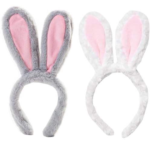 YouXiaor Hasenohren Haarreif,2PCS Hase Ohren Haarbänder Stirnband Kaninchen Easter Bunny Ears Kopfschmuck Stirnbänder Hasenohren Haarreif für Karneval,Ostern Party,Kostüm von YouXiaor