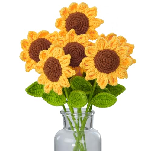 YouYuer 5 Stück Gehäkelte Blumen Sonnenblumen Häkelblumen Handgefertigte Gestrickte Künstliche Blume Sonnenblume für Muttertag Mädchen Geschenk Hochzeit Bouquet Jahrestag Valentinstag Frauen Tag YouYuer 5 Stück Gehäkelte Blumen Sonnenblumen Häkelblumen Handgefertigte Gestrickte Künstliche Blume Sonnenblume für Muttertag Mädchen Geschenk Hochzeit Bouquet Jahrestag Valentinstag Frauen Tag von YouYuer