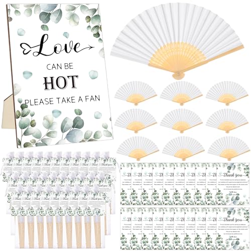 Youdaju 80 Stück Hochzeitsfächer, Geschenke für Gäste, weißes Papier, Handfächer mit 80 Organza-Beuteln, 80 Karten, 1 Hochzeitstischschild, Hochzeits-Fächer, faltbar, Bambus-Handfächer, Handfächer, Youdaju 80 Stück Hochzeitsfächer, Geschenke für Gäste, weißes Papier, Handfächer mit 80 Organza-Beuteln, 80 Karten, 1 Hochzeitstischschild, Hochzeits-Fächer, faltbar, Bambus-Handfächer, Handfächer, von Youdaju