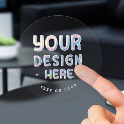 Holografische Aufkleber, holografisch, silberfarben, personalisierbar, Etiketten für Unternehmen, Logo und Name, Geburtstagsparty-Boxen, Hochzeitsgeschenke, Etiketten (transparente Aufkleber) von Youdian