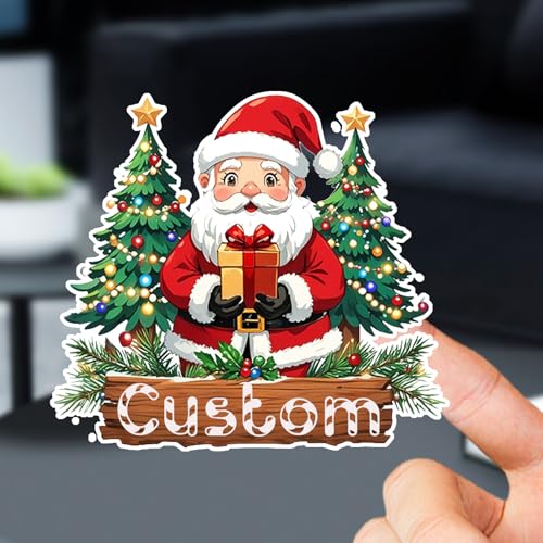Weihnachtsaufkleber, personalisierbar, mit Fototext, Name, wasserdichte Aufkleber für Geburtstagsparty, Urlaub, Gastgeschenke, Weihnachtsgeschenk von Youdian