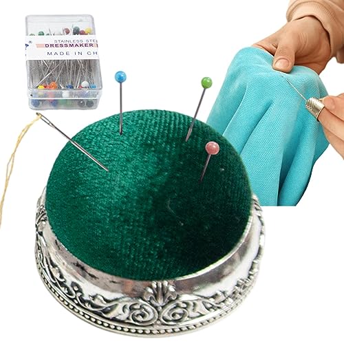 Youding Set mit Nähnadeln, Kissen | Nadelhalter, Fallschutz, Nähnadel-Set – Basis aus Metall in Form einer halben Kugel, Nadelstempel, Werkzeug zur Aufbewahrung von Youding