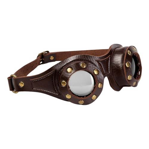 Youding Steampunk -Brille | Verstellbarer PU Leder Vintage Steampunk Goggles Halloween Cosplay | Steampunk Accessoires Party Schutzbrille Reitete Schutzbrille Youding Steampunk -Brille | Verstellbarer PU Leder Vintage Steampunk Goggles Halloween Cosplay | Steampunk Accessoires Party Schutzbrille Reitete Schutzbrille von Youding