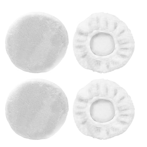 Wolle Polierpads,4 Stücke Polierhauben Set,Woolen Polierhaubenset,12cm Polierscheibe,Geeignet für Durchmesser von 5-6 Zoll,Zum Wachsen und Polieren von Autos,Weiß von Youery