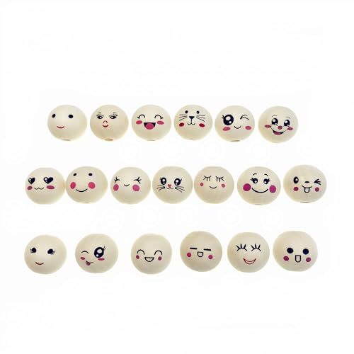 Youery 100 Stück 20 Stile Holzperlen mit Gesicht, Lächelndes Gesicht Kopf Perlen 20 mm Holzkugeln mit loch, Runde Holzperlen zum auffädeln für DIY Dekorationen Schmuck Youery 100 Stück 20 Stile Holzperlen mit Gesicht, Lächelndes Gesicht Kopf Perlen 20 mm Holzkugeln mit loch, Runde Holzperlen zum auffädeln für DIY Dekorationen Schmuck von Youery