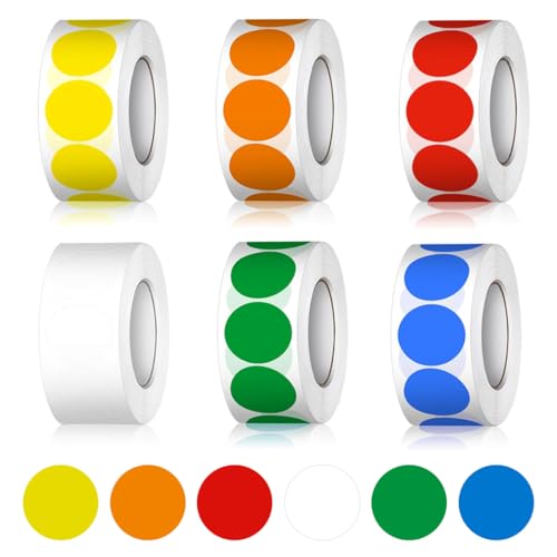 Youery 3000 Stück Bunte Punke Aufkleber 25mm, Selbstklebend Klebepunkte Etiketten Markierungspunkte Bunte Klebepunkte auf Rolle für Büro, Klassenzimmer 6 Farben Youery 3000 Stück Bunte Punke Aufkleber 25mm, Selbstklebend Klebepunkte Etiketten Markierungspunkte Bunte Klebepunkte auf Rolle für Büro, Klassenzimmer 6 Farben von Youery