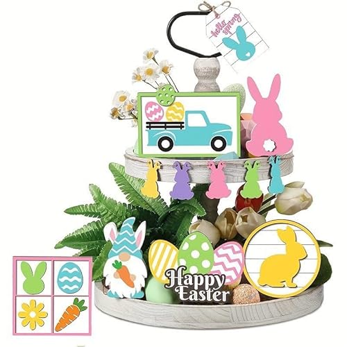 Youery Oster-Tablett-Dekorationsset, 12 Stück, Hasen-Osterschilder, Gestufte Tablett-Dekoration für Frühling, Grün, Zuhause, Küche, Tisch und Oster-Party-Dekoration Youery Oster-Tablett-Dekorationsset, 12 Stück, Hasen-Osterschilder, Gestufte Tablett-Dekoration für Frühling, Grün, Zuhause, Küche, Tisch und Oster-Party-Dekoration von Youery