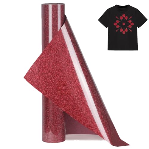Youery Plotterfolie Textil, 30cm x 150cm Flexfolie für Cricut und Silhouette Cameo, Flexfolie Plotterfolie Vinyl, Verwendet in Textilien Transferfolie zum Aufbügeln für DIY T-Shirt,Stoffe(rot blinken) von Youery