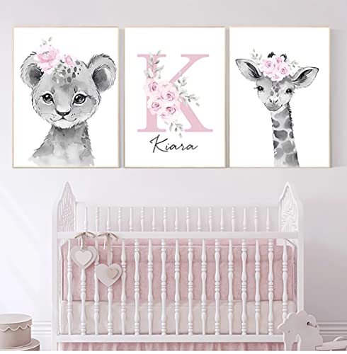 3 Wandposter Personalisiert Baby Bilder mit Namen Kinderzimmer 30x40 Poster Babyzimmer Safari Giraffe Löwe Wandbilder Mädchen Blumen Grau Rosa Wandbild Leinwand ohne Rahmen 3 Wandposter Personalisiert Baby Bilder mit Namen Kinderzimmer 30x40 Poster Babyzimmer Safari Giraffe Löwe Wandbilder Mädchen Blumen Grau Rosa Wandbild Leinwand ohne Rahmen von Youihom