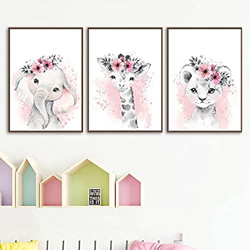 3 Mädchen Prenom personalisierte Wandposter Rosa Löwe Elefant Giraffe Blumen Rosa Bild Tiere Schlafzimmer Kinderzimmer Poster Baby Wanddekoration Aquarell A4 21 x 30 cm ohne Rahmen 3 Mädchen Prenom personalisierte Wandposter Rosa Löwe Elefant Giraffe Blumen Rosa Bild Tiere Schlafzimmer Kinderzimmer Poster Baby Wanddekoration Aquarell A4 21 x 30 cm ohne Rahmen von Youihom