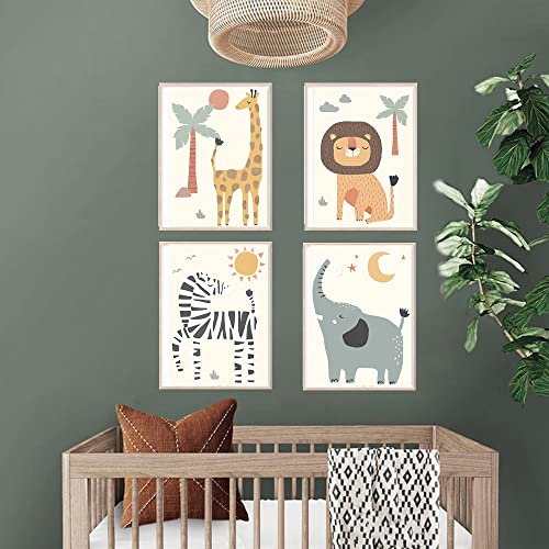 4 Poster Tiere Schlafzimmer Baby Jungen Leinwand Afrika Löwe Zebra Elefant Giraffe Illustration Bilder Safari Bunt Zeichnung Wanddekoration Kinder A4 ohne Rahmen 4 Poster Tiere Schlafzimmer Baby Jungen Leinwand Afrika Löwe Zebra Elefant Giraffe Illustration Bilder Safari Bunt Zeichnung Wanddekoration Kinder A4 ohne Rahmen von Youihom