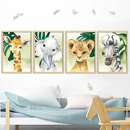 4 Posters Baby Art Wanddekoration Bilder Kinderzimmer Babyzimmer Dekoration Kunstdrucke Safari Zebra Giraffe Elefant Löwe Pflanzen Leinwand 21 x 30 cm ohne Rahmen 4 Posters Baby Art Wanddekoration Bilder Kinderzimmer Babyzimmer Dekoration Kunstdrucke Safari Zebra Giraffe Elefant Löwe Pflanzen Leinwand 21 x 30 cm ohne Rahmen von Youihom