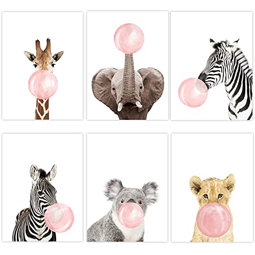 6 Poster Tiere Kaugummi Rosa Poster Wanddekoration Mädchen Leinwand Kinder Deko Zimmer Bild für Baby Geschenk Tafel 21 x 30 cm ohne Rahmen 6 Poster Tiere Kaugummi Rosa Poster Wanddekoration Mädchen Leinwand Kinder Deko Zimmer Bild für Baby Geschenk Tafel 21 x 30 cm ohne Rahmen von Youihom