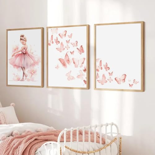 Youihom 3 Poster für Schlafzimmer, Mädchen, Tänzerin, Schmetterling, Bild, Kinderzimmer, Rosa, Poster, Ballerina, Deko, Schlafzimmer, Mädchen, 50 x 70 cm, Leinwand, Tänzerin, Mädchen, Geschenk, ohne Youihom 3 Poster für Schlafzimmer, Mädchen, Tänzerin, Schmetterling, Bild, Kinderzimmer, Rosa, Poster, Ballerina, Deko, Schlafzimmer, Mädchen, 50 x 70 cm, Leinwand, Tänzerin, Mädchen, Geschenk, ohne von Youihom