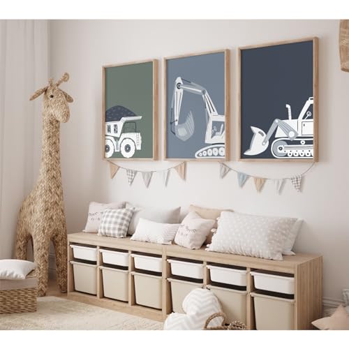 Baufahrzeug-Wandkunst, Dekoration, Kleinkind, Jungenzimmer, Leinwand, Wandkunst, Traktor-Fahrzeug, Poster, Kipplaster, Wandkunst für Kinder, Bulldozer, Bilder, Kinderzimmer, Drucke für Jungenzimmer, von Youillne