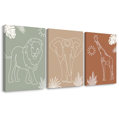 Safari-Wandkunst-Bilder für Kinderzimmer, Baby-Tiere, Leinwand-Wanddekoration, Boho-Dschungel, Wandkunst, Kinder, minimalistisches Poster, Elefant, Giraffe, Löwe, Drucke, Kinderzimmer, Safari-Wandkunst-Bilder für Kinderzimmer, Baby-Tiere, Leinwand-Wanddekoration, Boho-Dschungel, Wandkunst, Kinder, minimalistisches Poster, Elefant, Giraffe, Löwe, Drucke, Kinderzimmer, von Youillne