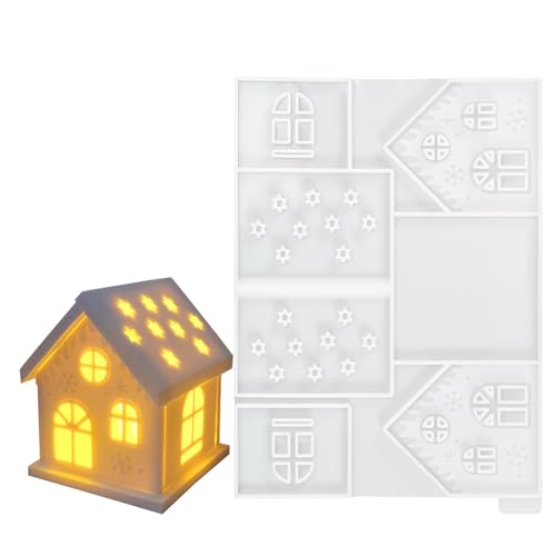 Silikonform Gießform Weihnachten Häuser, 3D Silikonformen Gießformen Weihnachten Haus, Gibs Gießform Kerzenhalter Giessformen Silikon Weihnachten(Set2) von Youkly